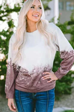 Hot Dear-Lover Tie Dye Gradient Pullover Sweatshirt Fiery Red