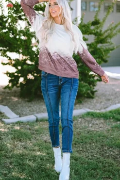 Hot Dear-Lover Tie Dye Gradient Pullover Sweatshirt Fiery Red