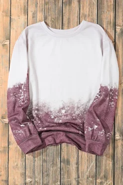 Hot Dear-Lover Tie Dye Gradient Pullover Sweatshirt Fiery Red