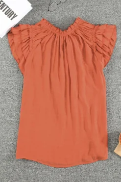 Outlet Dear-Lover Tiered Ruffled Drawstring V Neck Top Fiery Red