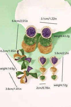 Online Dear-Lover 3D Mardi Gras Bow Dazzling Earrings Tillandsia Purple