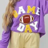 Best Dear-Lover GAME DAY Rugby Chenille Embroidered Pullover Sweatshirt Tillandsia Purple