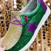Sale Dear-Lover Mardi Gras Star Glitter Color Block Patched Slip On Shoes Tillandsia Purple