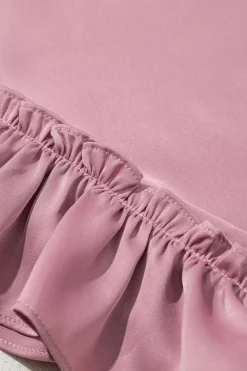 Best Dear-Lover Satin Ruffle Sleeve Top Toadstool