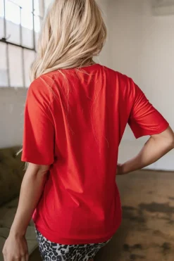 Outlet Dear-Lover COWBOY Take Me Away Graphic Western Loose Tee Tomato Red