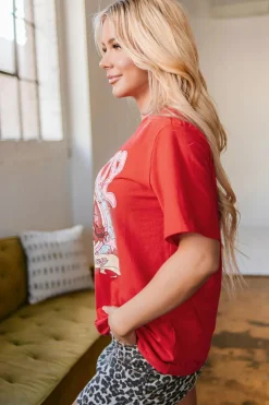 Outlet Dear-Lover COWBOY Take Me Away Graphic Western Loose Tee Tomato Red