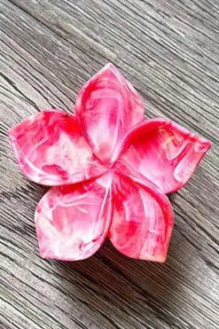 Hot Dear-Lover Flower Shape Resin Hair Claw Clip Tomato Red