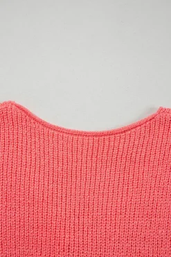 Online Dear-Lover Lace-up Front V Neck Sweater Vest Tomato Red