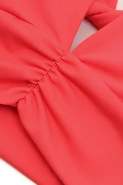 Outlet Dear-Lover Sexy V Neck Crossed Cutout Gym Bra Tomato Red