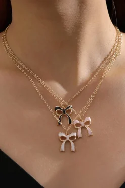 Sale Dear-Lover Triple Layered Bowknot Necklace White