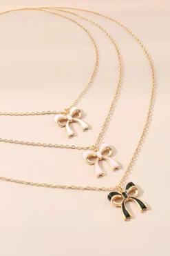 Sale Dear-Lover Triple Layered Bowknot Necklace White