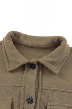 Fashion Dear-Lover Turn Down Collar Buttoned Shirt Jacket Green