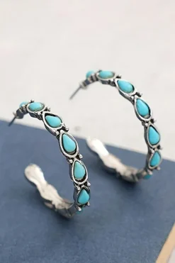 Best Dear-Lover Boho Decor C-shape Stud Earrings Turquoise