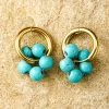 Hot Dear-Lover Flower Shape Hoop Earrings Turquoise