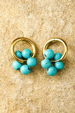Hot Dear-Lover Flower Shape Hoop Earrings Turquoise