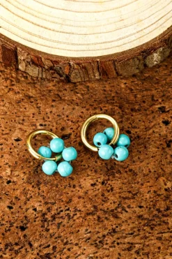 Hot Dear-Lover Flower Shape Hoop Earrings Turquoise