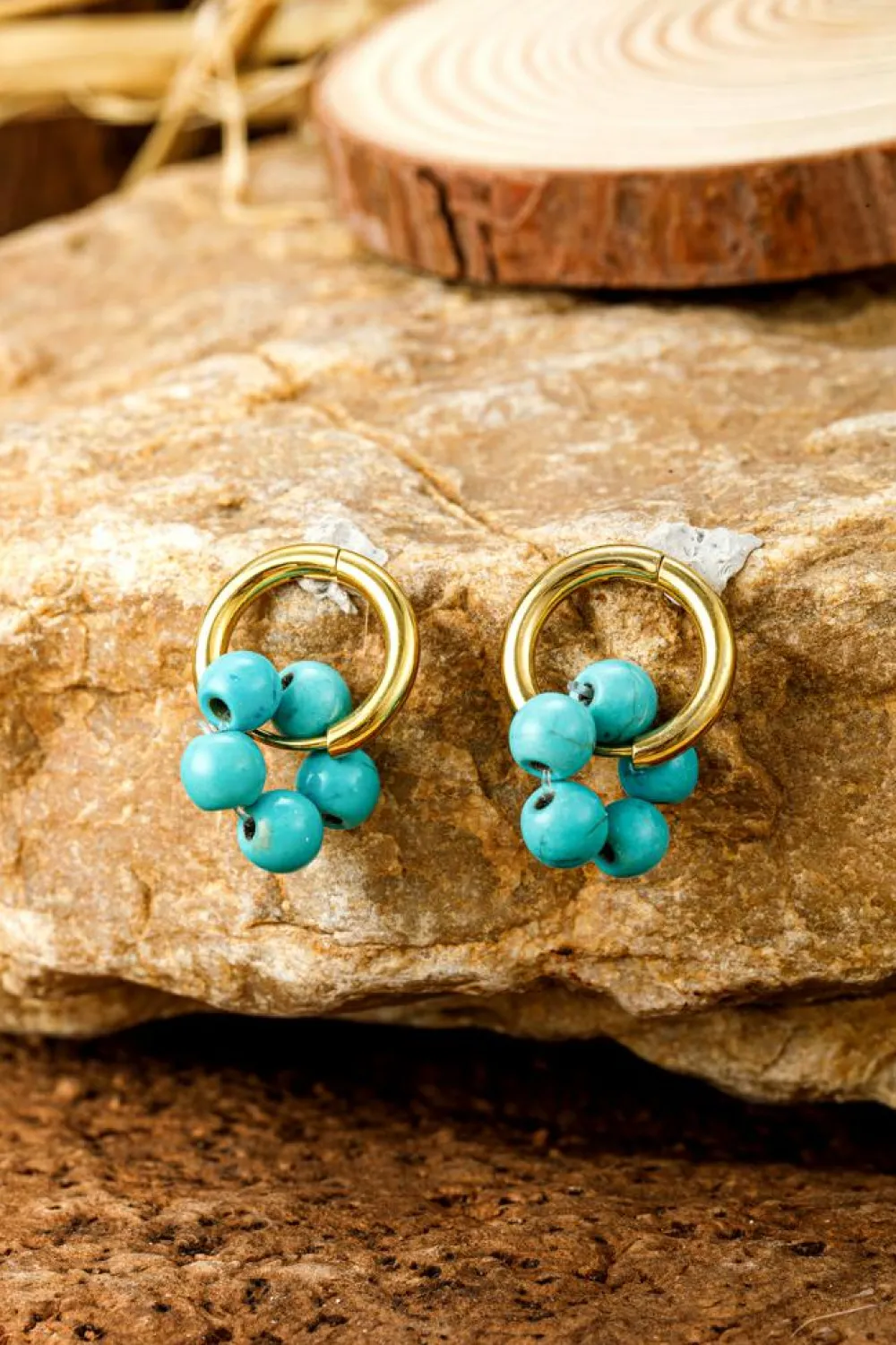 Hot Dear-Lover Flower Shape Hoop Earrings Turquoise