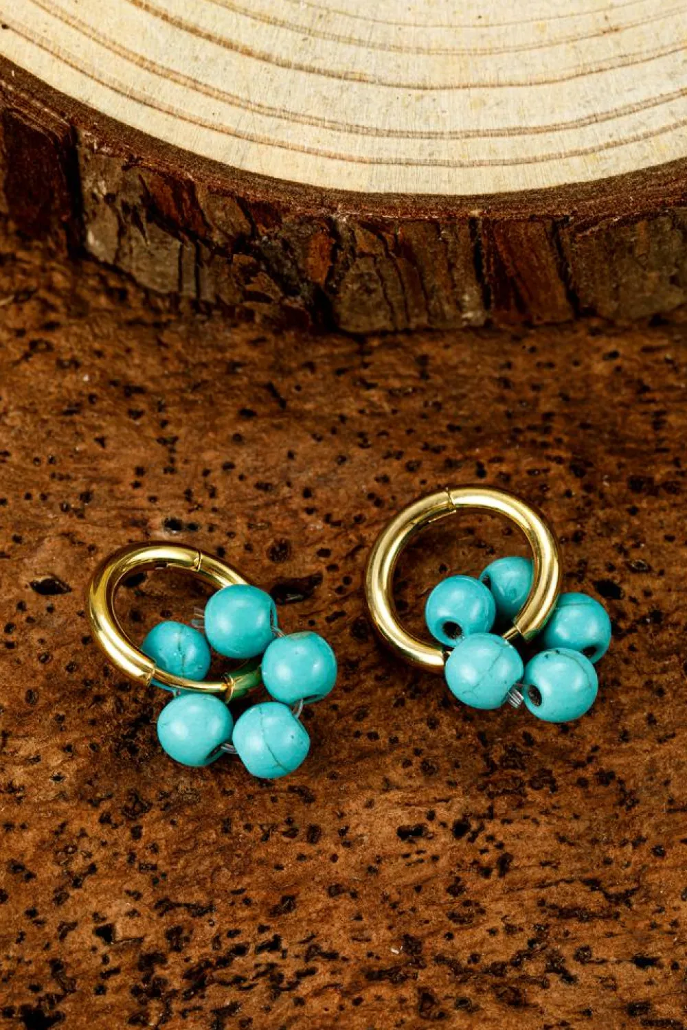 Hot Dear-Lover Flower Shape Hoop Earrings Turquoise