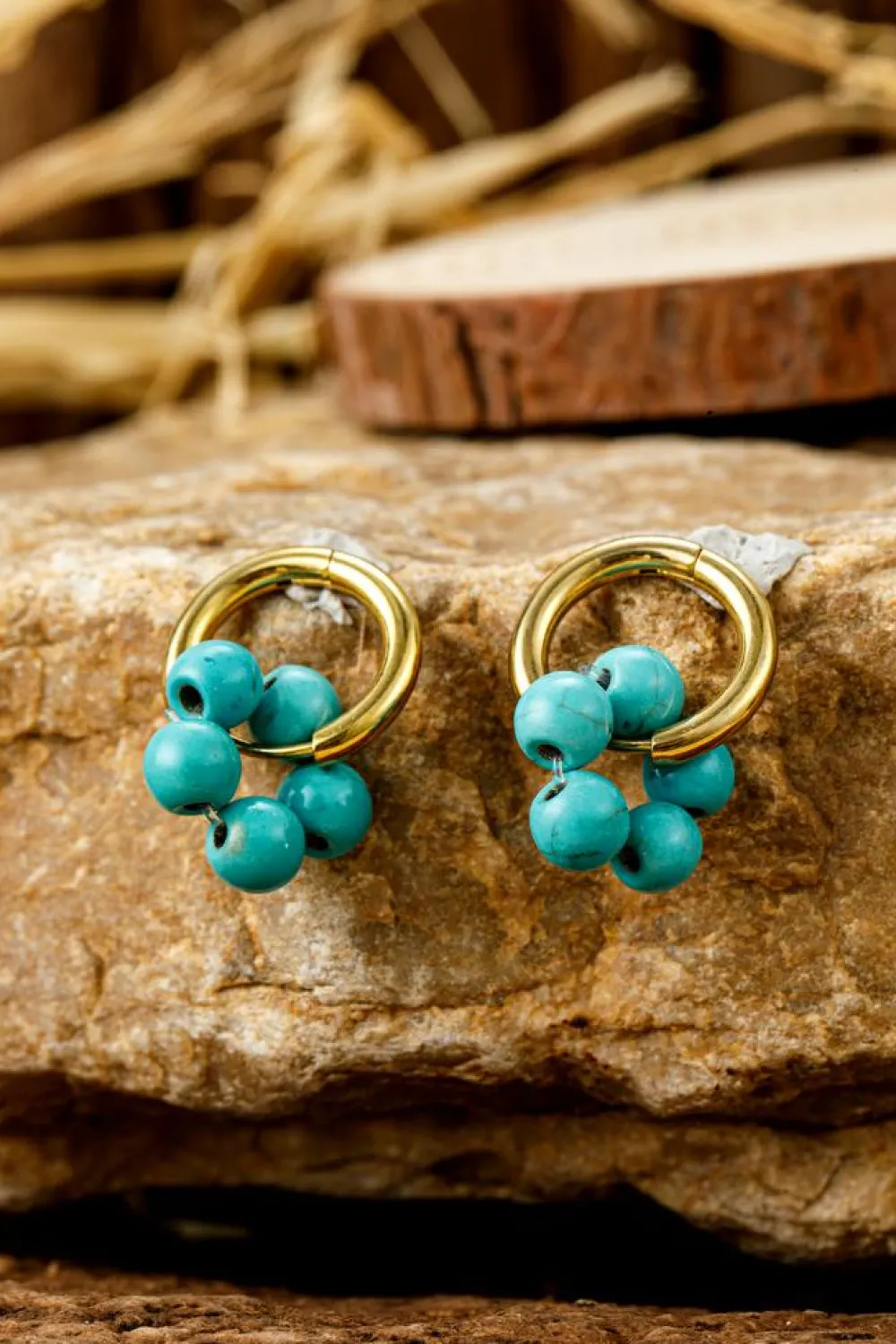 Hot Dear-Lover Flower Shape Hoop Earrings Turquoise