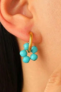 Hot Dear-Lover Flower Shape Hoop Earrings Turquoise