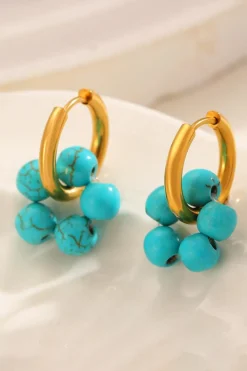 Hot Dear-Lover Flower Shape Hoop Earrings Turquoise