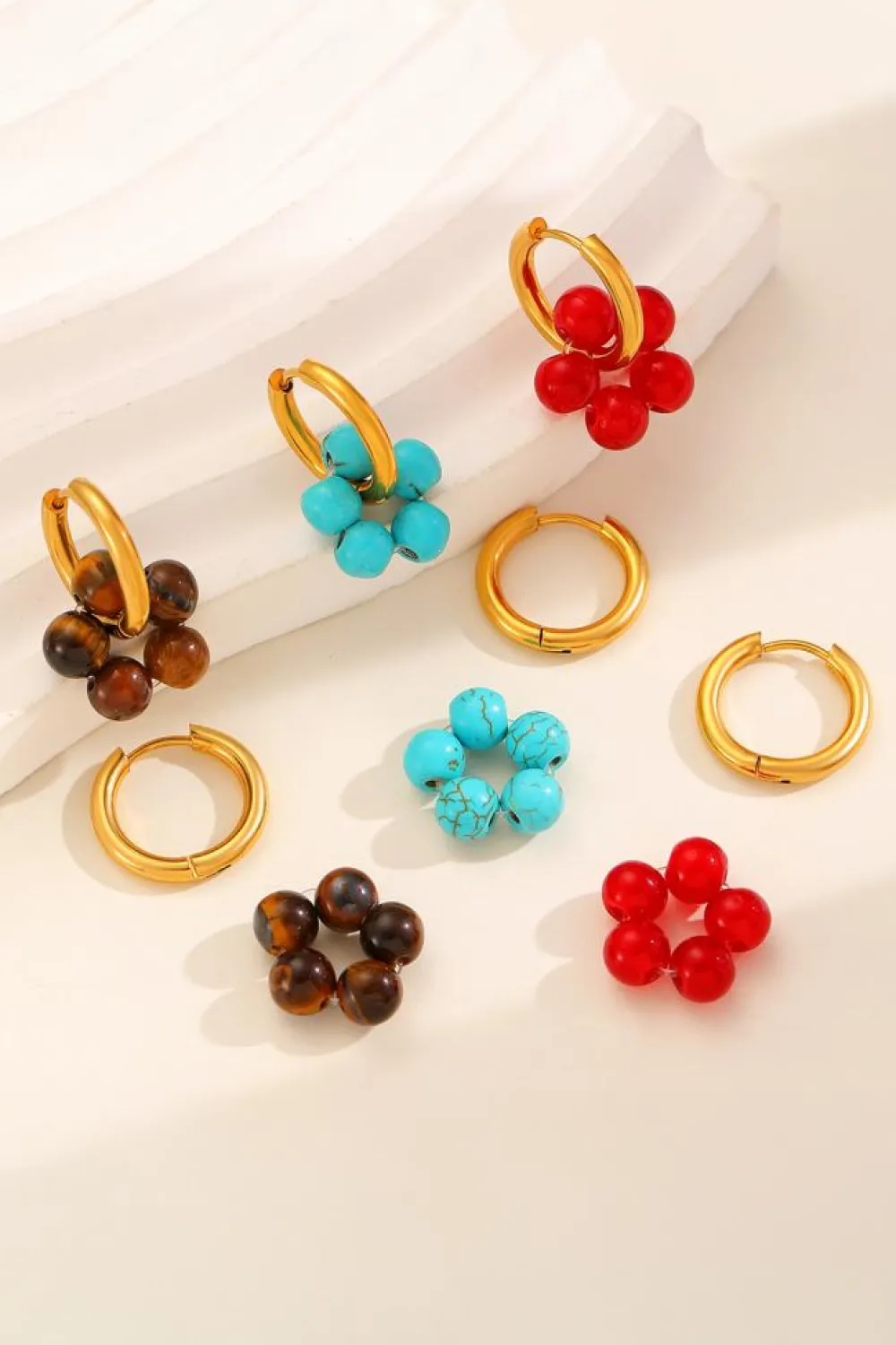 Hot Dear-Lover Flower Shape Hoop Earrings Turquoise