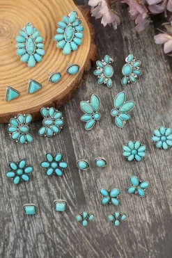 Outlet Dear-Lover Inlay Boho Stud Earrings Set Turquoise