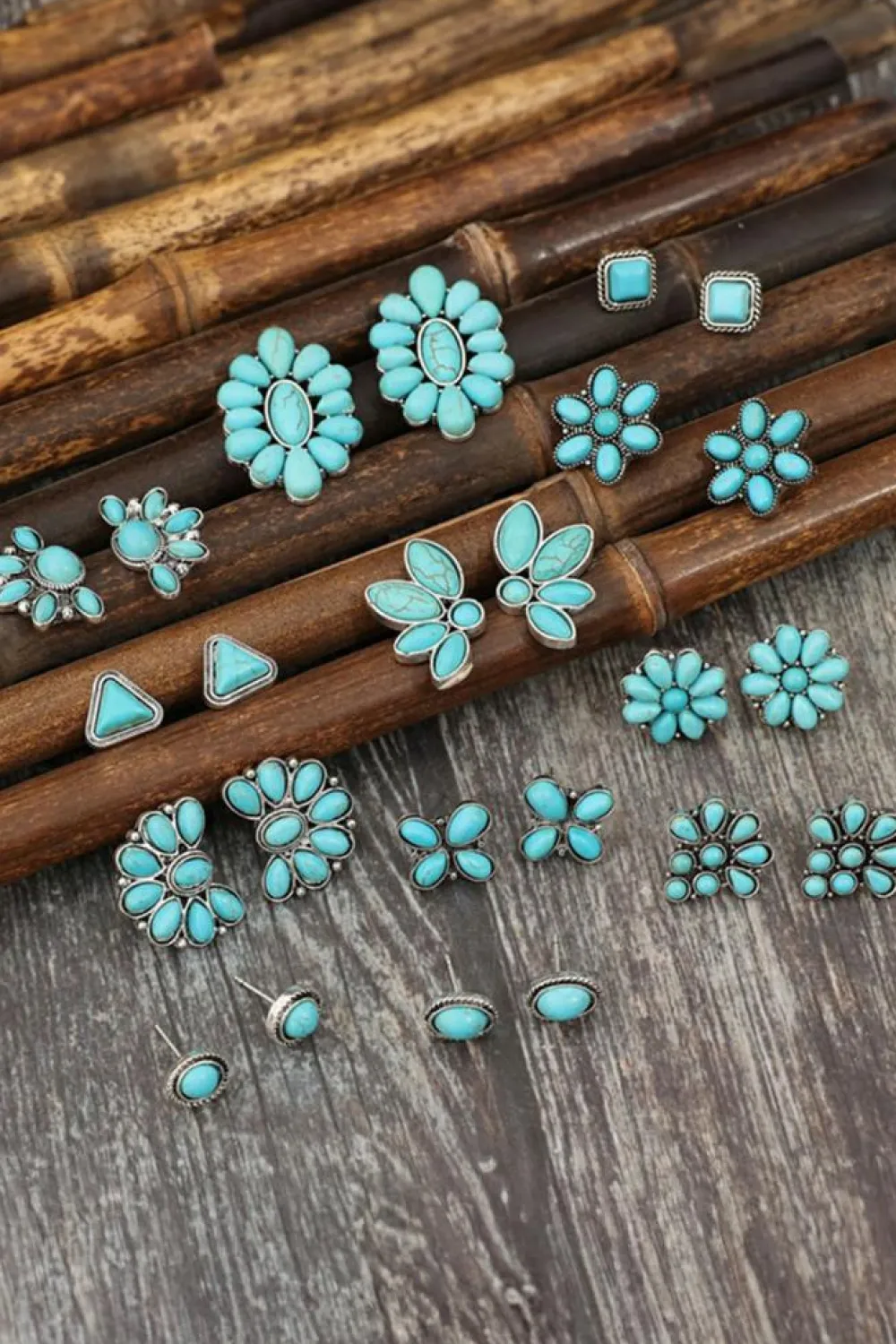 Outlet Dear-Lover Inlay Boho Stud Earrings Set Turquoise