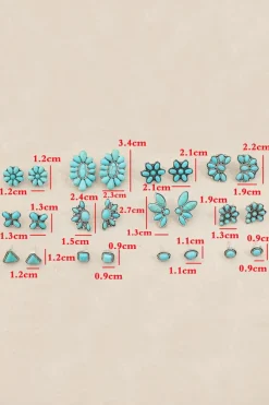 Outlet Dear-Lover Inlay Boho Stud Earrings Set Turquoise