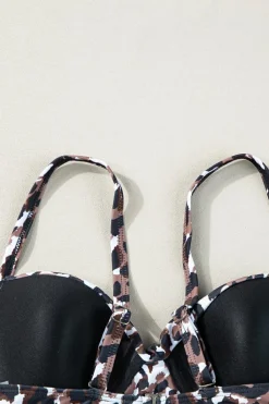 New Dear-Lover Twisted Bust Leopard Bikini Set Leopard-2