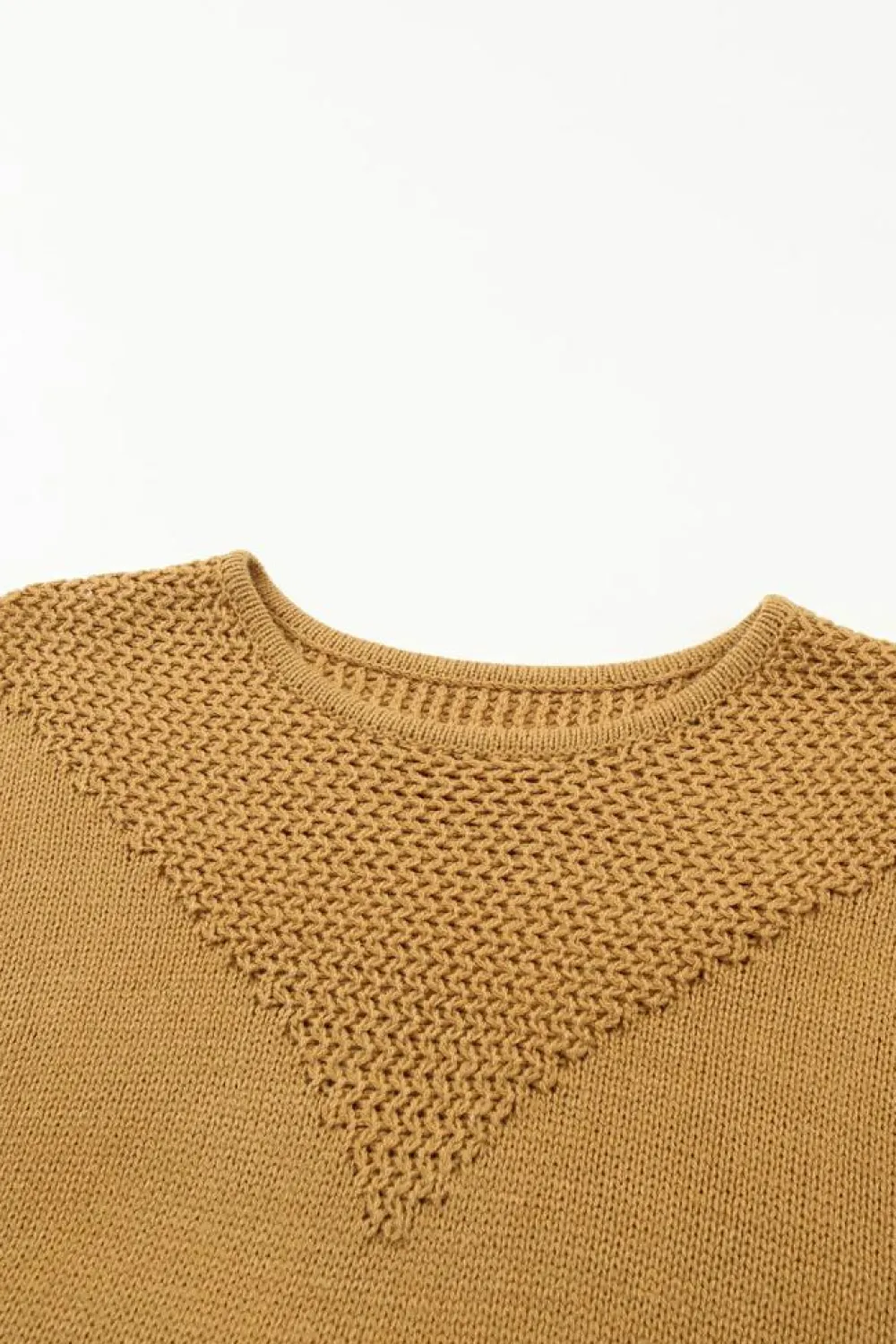 Fashion Dear-Lover Two-Tone Chevron Pullover Sweater Brown