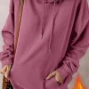 Hot Dear-Lover Fleece Lined Kangaroo Pocket Drawstring Chunky Hoodie Valerian