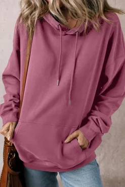 Hot Dear-Lover Fleece Lined Kangaroo Pocket Drawstring Chunky Hoodie Valerian