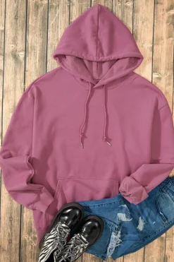 Hot Dear-Lover Fleece Lined Kangaroo Pocket Drawstring Chunky Hoodie Valerian