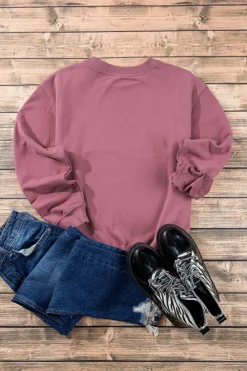 Clearance Dear-Lover Plain Drop Shoulder Crewneck Pullover Sweatshirt Valerian