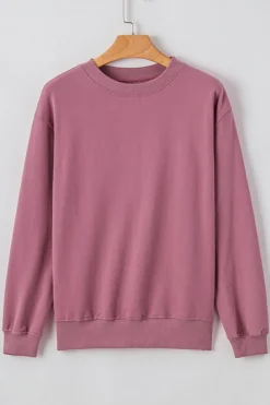 Clearance Dear-Lover Plain Drop Shoulder Crewneck Pullover Sweatshirt Valerian