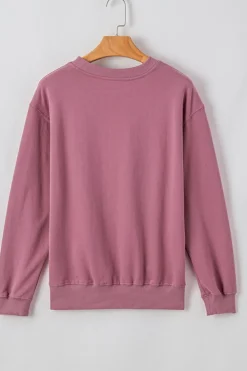 Clearance Dear-Lover Plain Drop Shoulder Crewneck Pullover Sweatshirt Valerian
