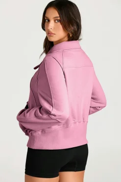 Online Dear-Lover Quarter Zip Stand Neck Kangaroo Pocket Sweatshirt Valerian