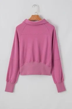 Online Dear-Lover Quarter Zip Stand Neck Kangaroo Pocket Sweatshirt Valerian