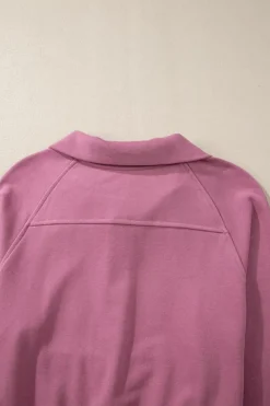 Online Dear-Lover Quarter Zip Stand Neck Kangaroo Pocket Sweatshirt Valerian