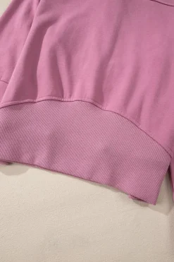 Online Dear-Lover Quarter Zip Stand Neck Kangaroo Pocket Sweatshirt Valerian