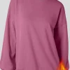 Clearance Dear-Lover Solid Fleece Lined Drop Shoulder High Low Sweatshirt Valerian