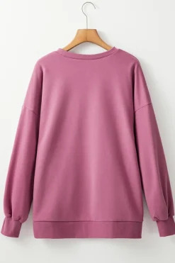 Clearance Dear-Lover Solid Fleece Lined Drop Shoulder High Low Sweatshirt Valerian