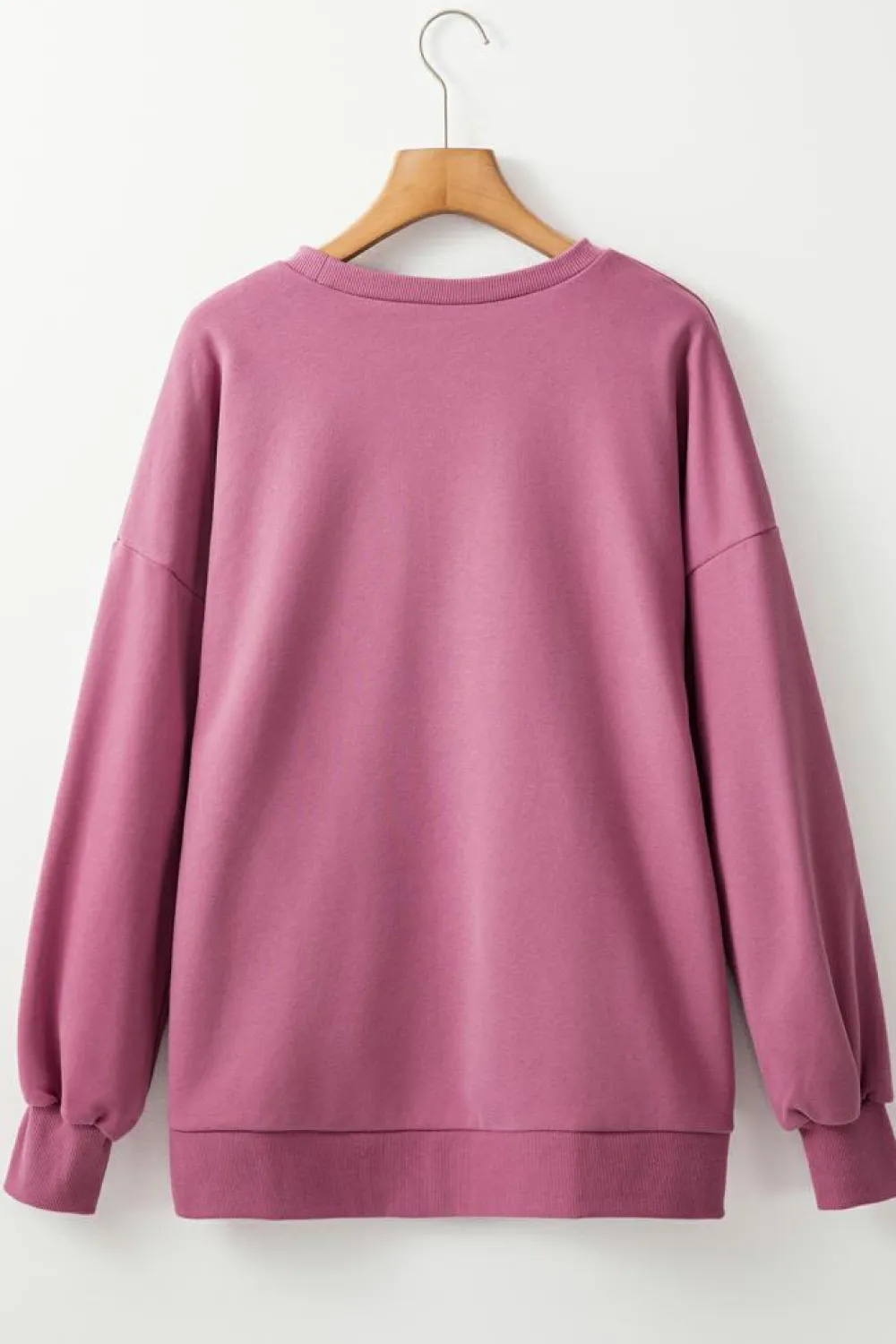 Clearance Dear-Lover Solid Fleece Lined Drop Shoulder High Low Sweatshirt Valerian