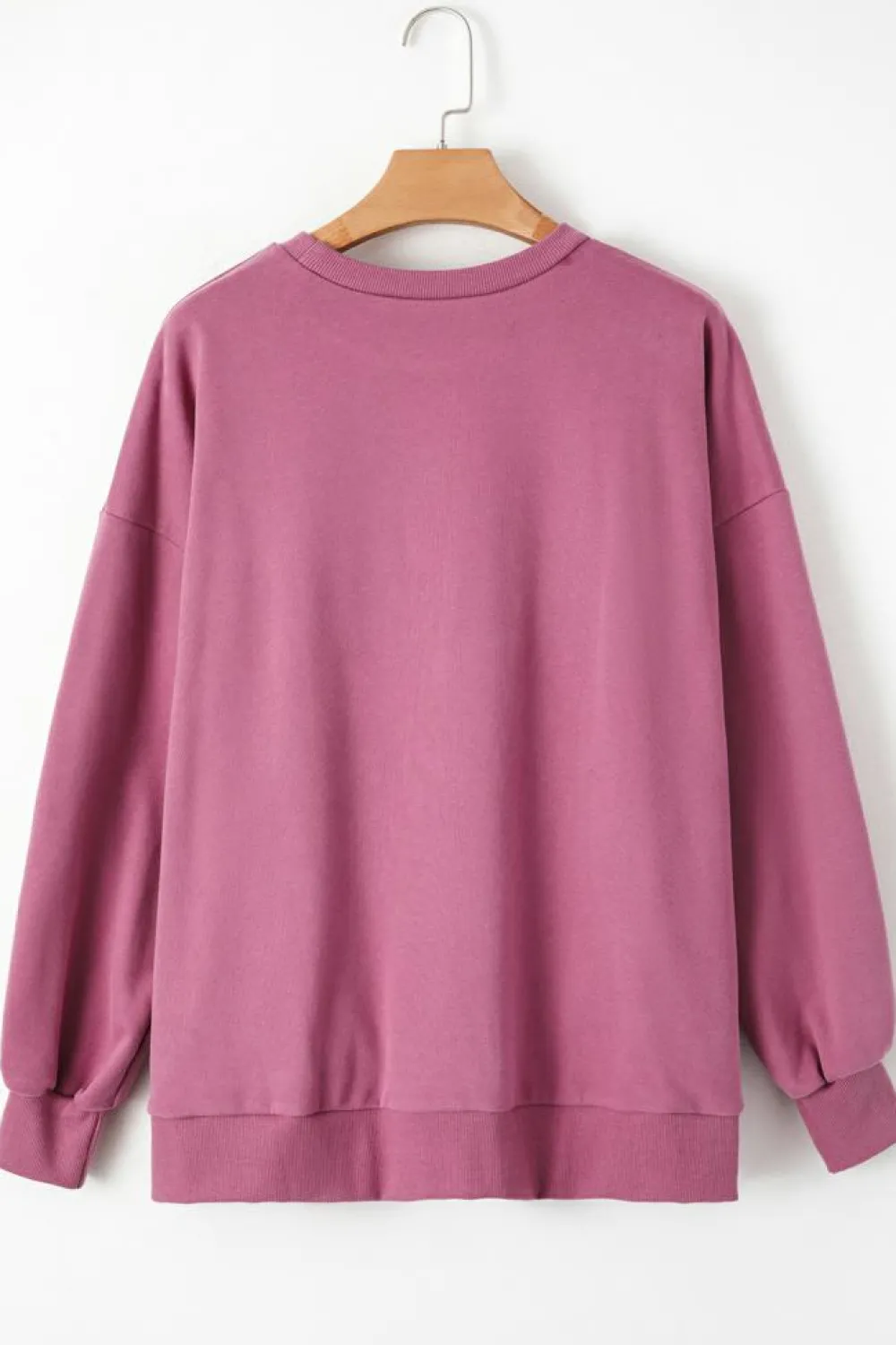Clearance Dear-Lover Solid Fleece Lined Drop Shoulder High Low Sweatshirt Valerian