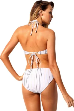 Online Dear-Lover Vertical Striped Classic Two Piece Bathing Suit White
