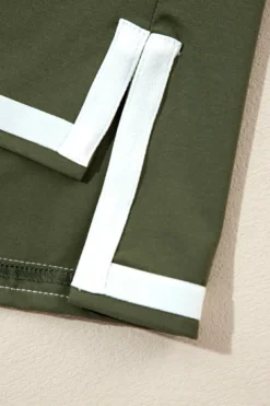 Online Dear-Lover Contrast Trim Tee and Shorts Set Vineyard Green