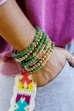 New Dear-Lover St Patricks Multi Layered Beaded Bracelet Set Vineyard Green