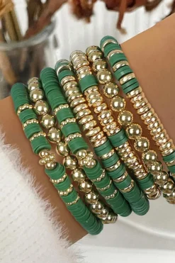 New Dear-Lover St Patricks Multi Layered Beaded Bracelet Set Vineyard Green