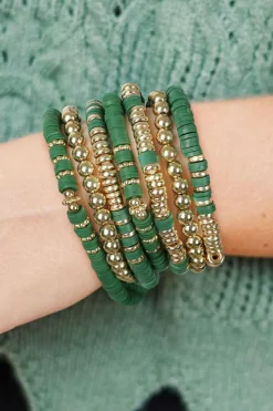 New Dear-Lover St Patricks Multi Layered Beaded Bracelet Set Vineyard Green